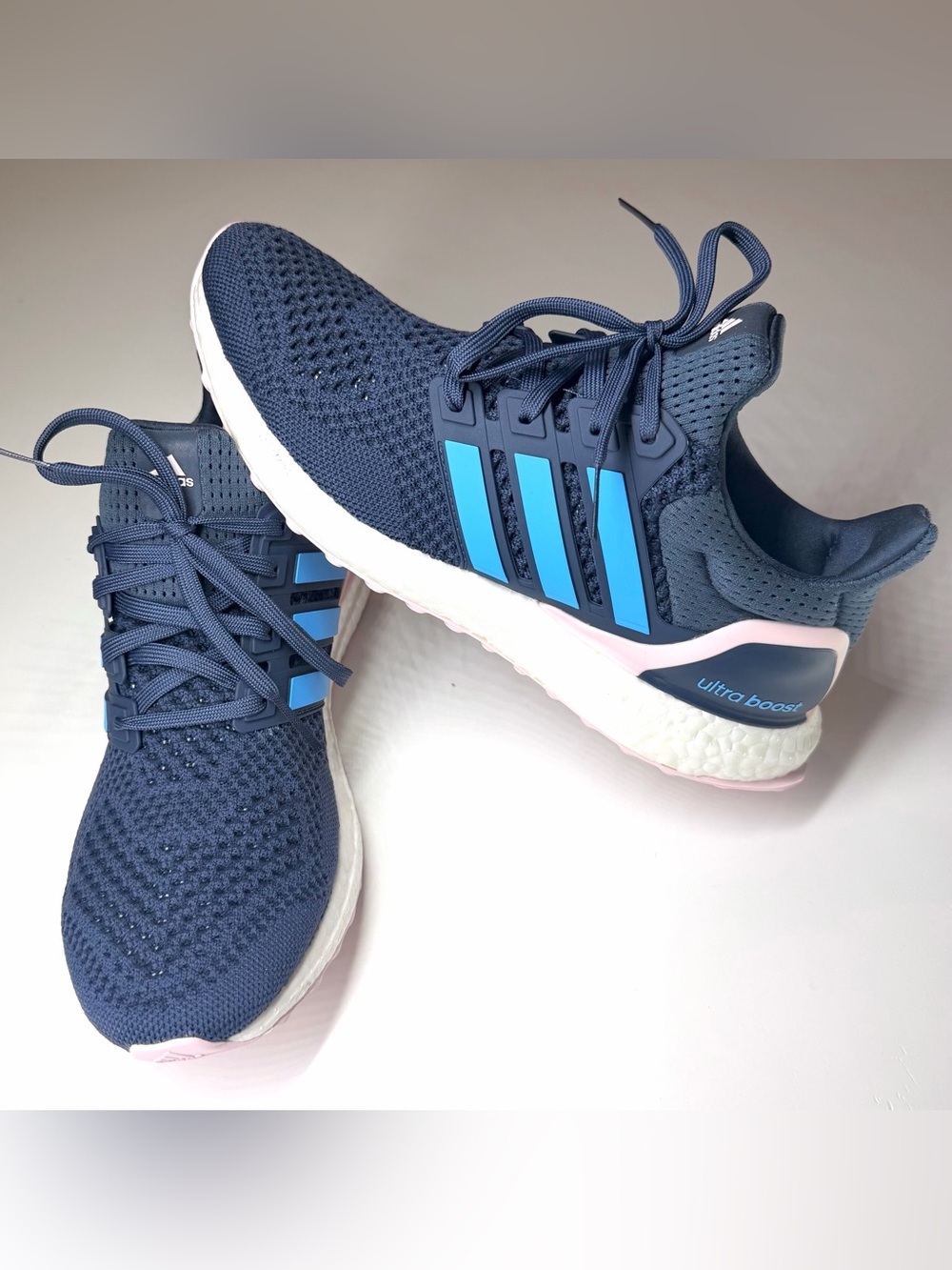Adidas Women’s Ultraboost 1.0 Navy/ Pink / White Running Shoes Size- 8.5